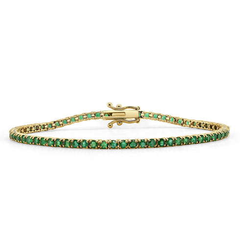 14k Gold & Green Emerald Tennis Bracelet -4.00ct - 2