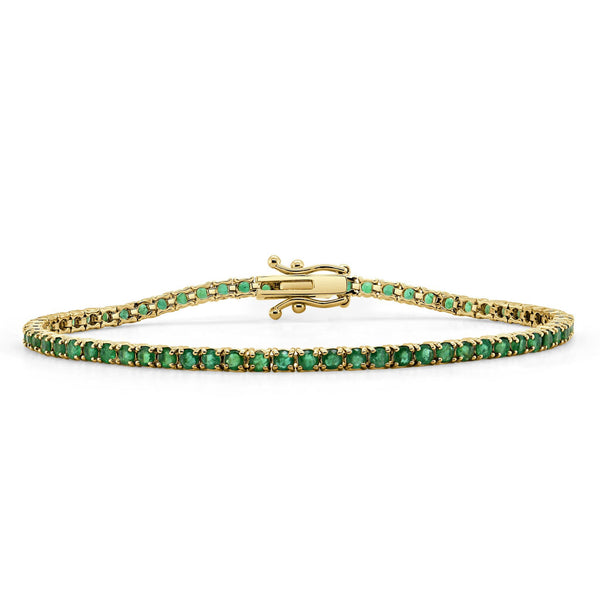 14k Gold & Green Emerald Tennis Bracelet -4.00ct - 2