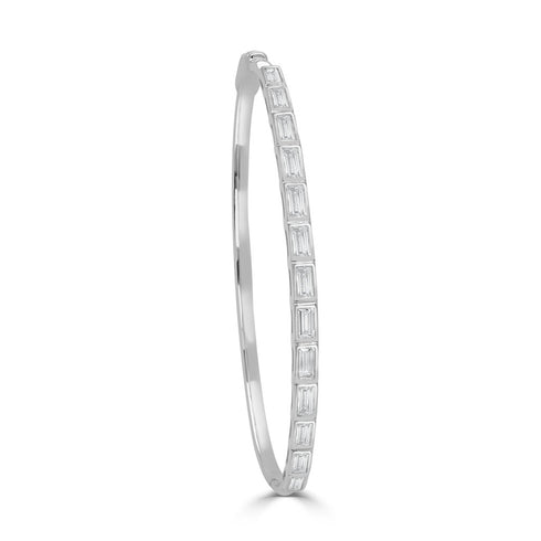 14K Gold & Diamond Baguette Bangle - 1.58ct - 1