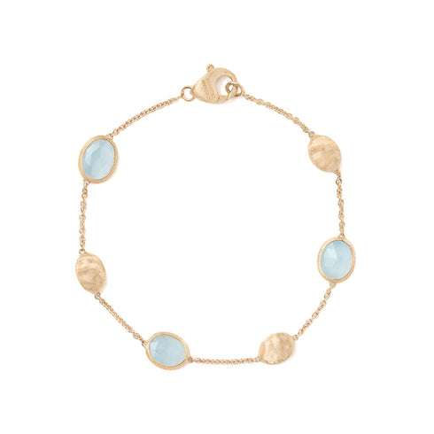 18K Yellow Gold Aquamarine Bracelet, 7" - 1