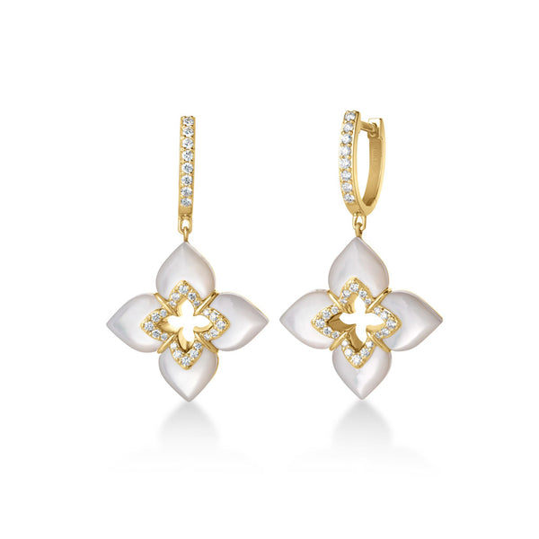 Venetian Princess Cabochon Flower Dangle Earrings - 1