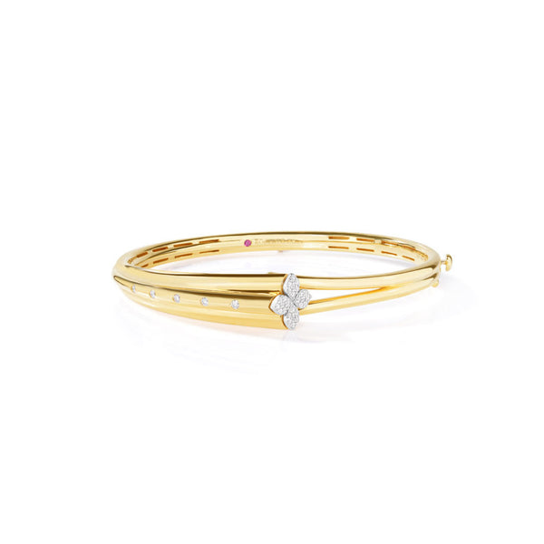 Love in Verona Flower Bangle Bracelet in 18K Yellow and White Gold with Diamonds - 1