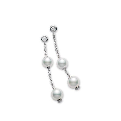Pearls in Motion Earrings in 18K White Gold - 1
