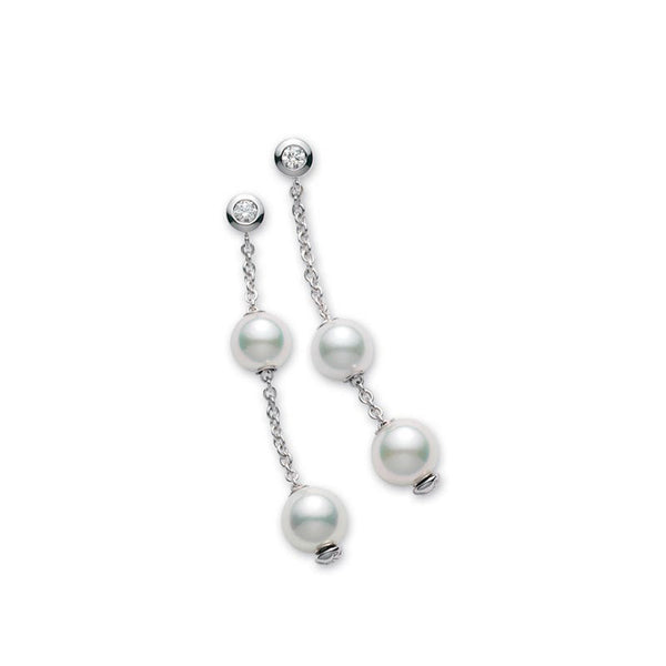 Pearls in Motion Earrings in 18K White Gold - 1