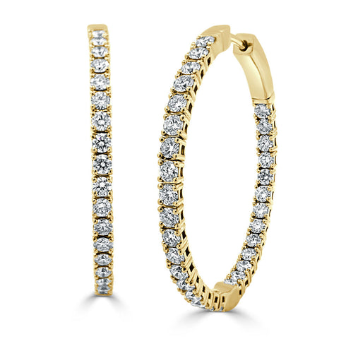 14k Gold & Diamond Flexible Hoops 1.25'' - 2.77ct - 1