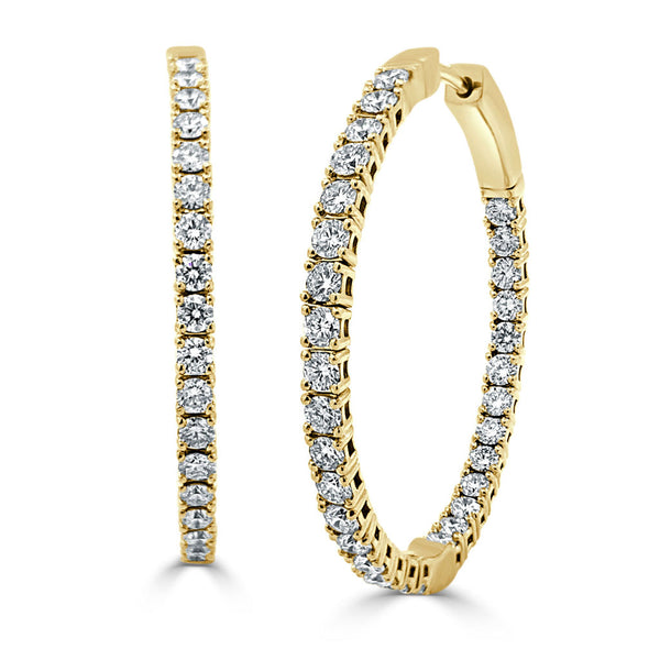14k Gold & Diamond Flexible Hoops 1.25'' - 2.77ct - 1