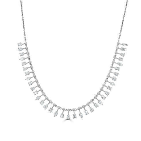 14K Gold & Multi-Shape Diamond Dangle Necklace - 3.13ct - 1