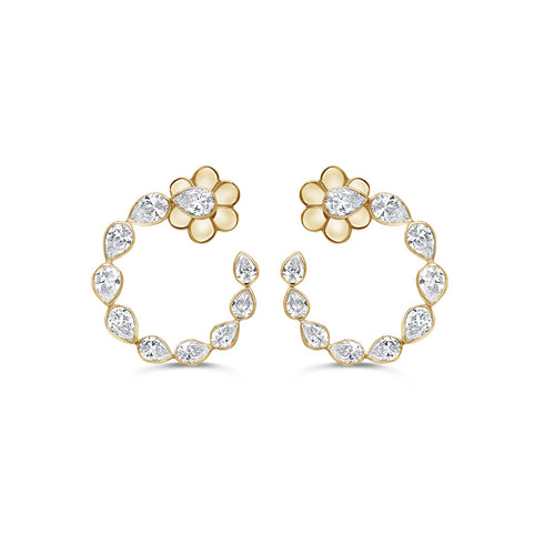 18K Gold & Pear Shape Diamond Earrings - 3.29ct - 1