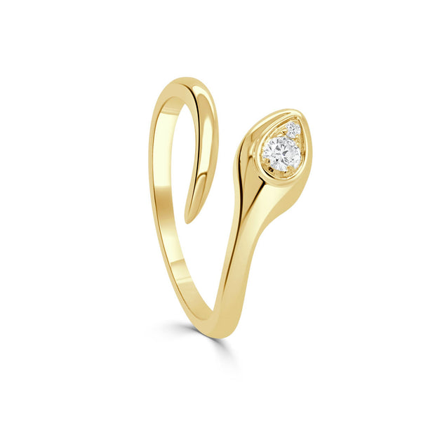 14K Gold Snake & Diamond Ring - 0.07ct - 1