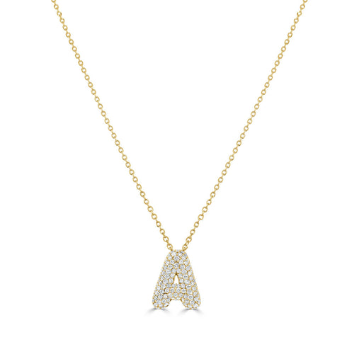 14K Gold Pave Diamond Initial Necklace - 0.51ct - 1