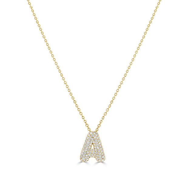 14K Gold Pave Diamond Initial Necklace - 0.51ct - 1