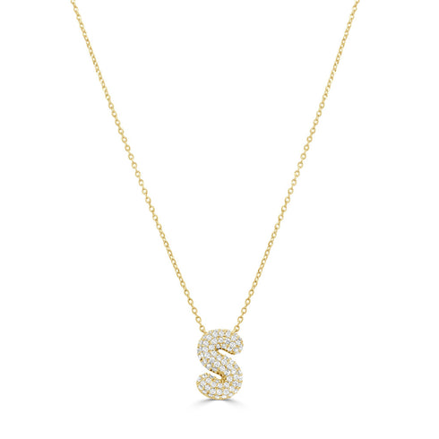 14K Gold Pave Diamond Initial Necklace - 0.44ct - 1