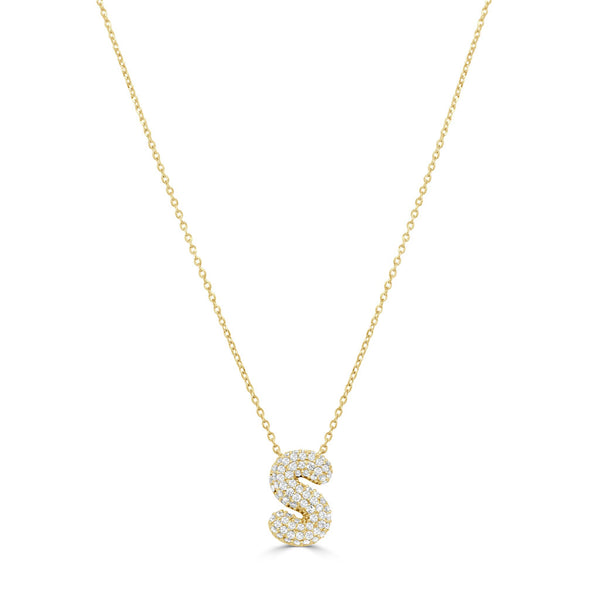 14K Gold Pave Diamond Initial Necklace - 0.44ct - 1
