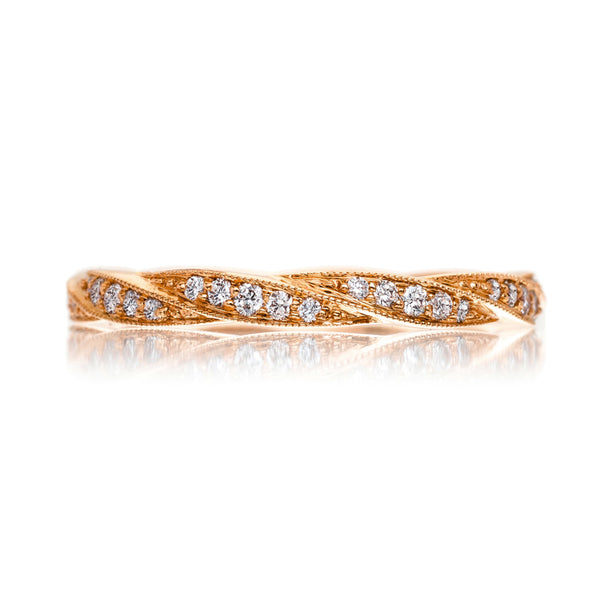 18K Gold Twine White Diamond Stacking Ring - 1
