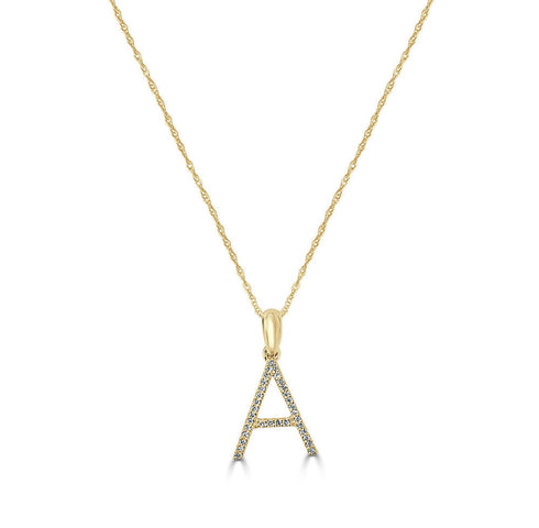 14k Yellow Gold & Diamond Initial Necklace - 0.11ct - 1