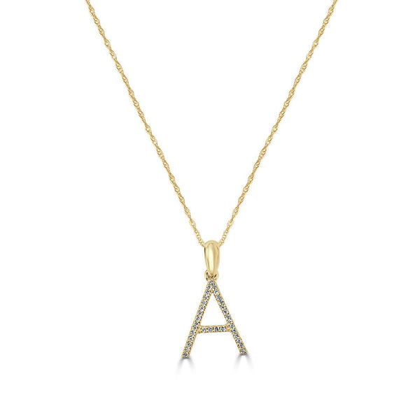 14k Yellow Gold & Diamond Initial Necklace - 0.11ct - 1