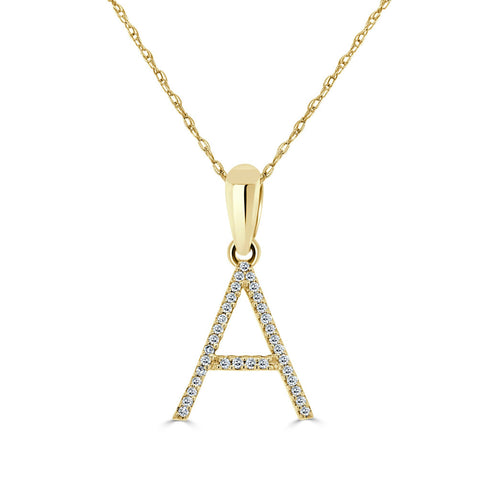 14k Yellow Gold & Diamond Initial Necklace - 0.11ct - 2