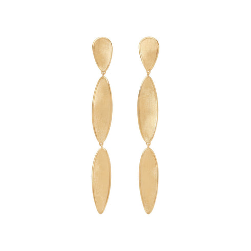 18K Yellow Gold Petal Earrings, 2.7" - 1