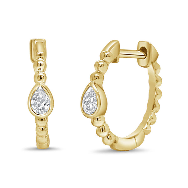 14K Gold & Diamond Huggie Earrings - 0.11ct - 1