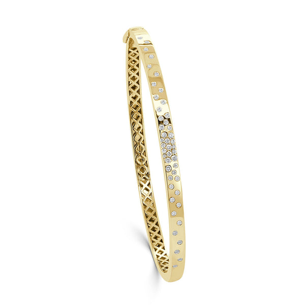 14K Gold Diamond Sprinkle Bangle - 0.35ct - 2