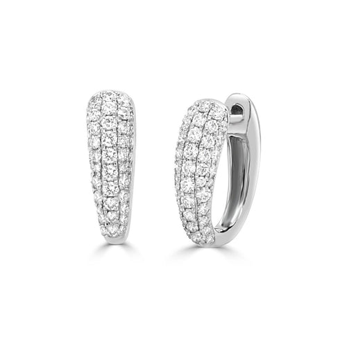 14K Gold Diamond Huggie Earrings - 0.59 CT - 1