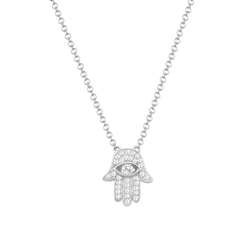 14k Gold & Diamond Evil Eye Necklace - 0.11ct - 1