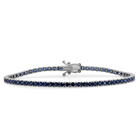 14k Gold & Blue Sapphire Tennis Bracelet - 4.64ct - 1