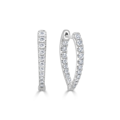 14k Gold & Diamond Point Hoop Earrings 3/4" - 0.46ct - 1