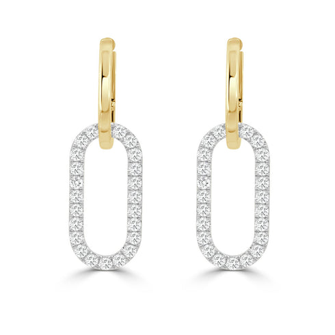 18K Gold & Diamond Link Earrings - 1.08ct - 2