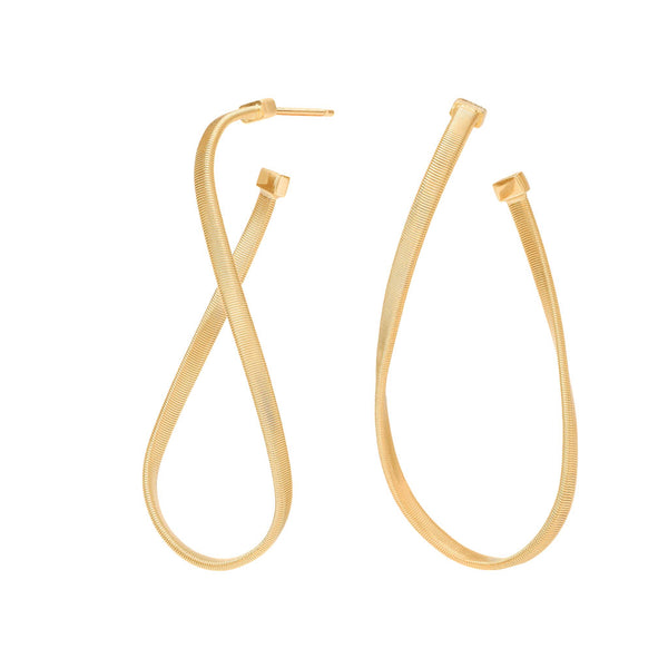 18K Yellow Gold Infinity Coil Hoops, 1.8" - 1