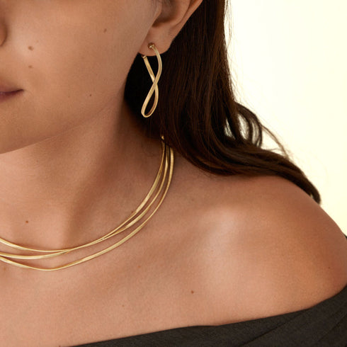 18K Yellow Gold Infinity Coil Hoops, 1.8" - 3