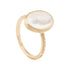 18K Yellow Gold Oval Mother of Pearl Ring with Diamonds - 1