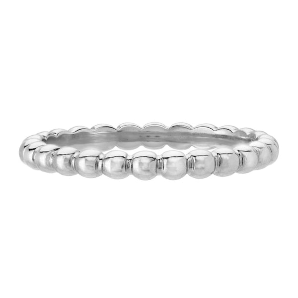 White Gold Bead Stacking Ring - 1