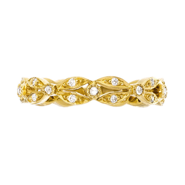 18K Gold Garland White Diamond Stacking Ring - 1