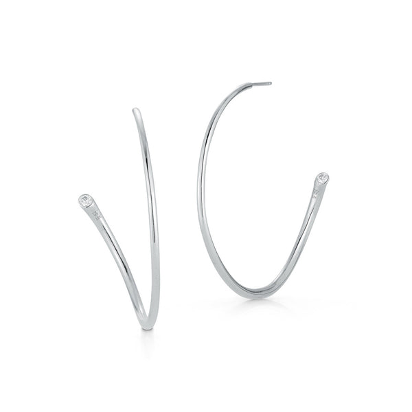 Thoby 18K And Single Diamond Tubular Hoop Earring - 1