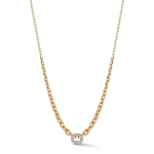 Morrell 18K Gold Graduated Link Necklace With One Diamond Link - 1