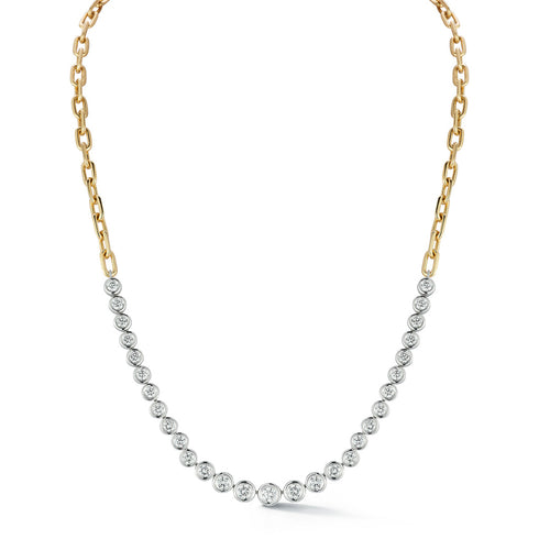 Classic 18K Bezel Set Graduating Diamond Necklace - 1