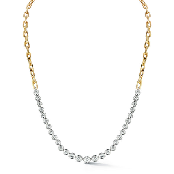 Classic 18K Bezel Set Graduating Diamond Necklace - 1