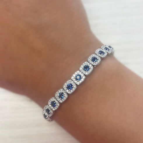 14K Gold Diamond & Sapphire Bracelet - 2