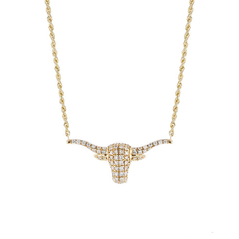 Texas Longhorn Diamond Pendant, Large - 1