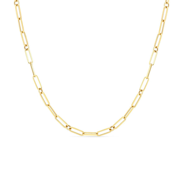 Designer Gold Paperclip And Round Link Chain Necklace - 1
