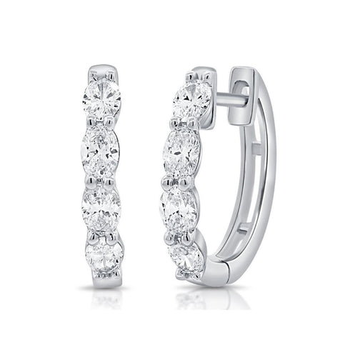 Oval Shape Diamond Huggie Earrings - 1