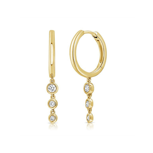 Diamond Bezel Set Drop Earrings - 1