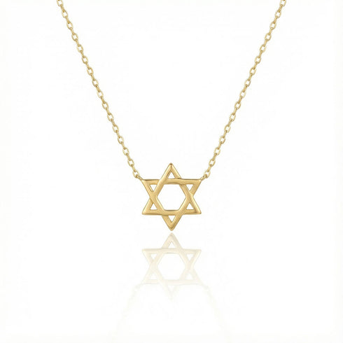 14K Gold Star Of David Necklace - 1