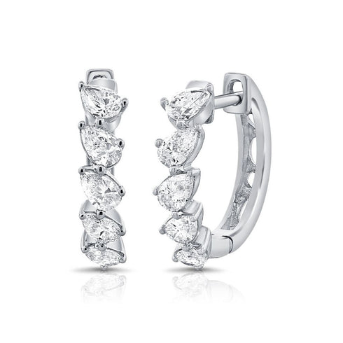 Pear Shape Diamond Huggie Earrings - 1