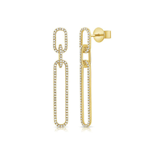 Diamond Paperclip Link Drop Earrings - 1
