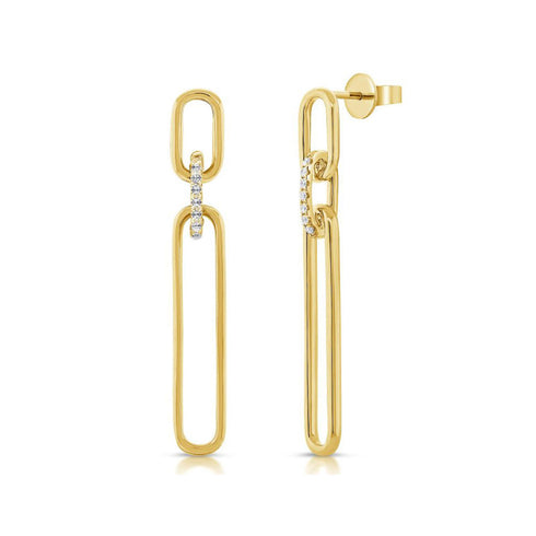 Diamond Paperclip Link Drop Earrings - 1