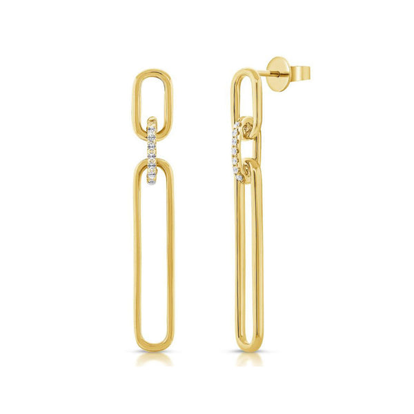Diamond Paperclip Link Drop Earrings - 1