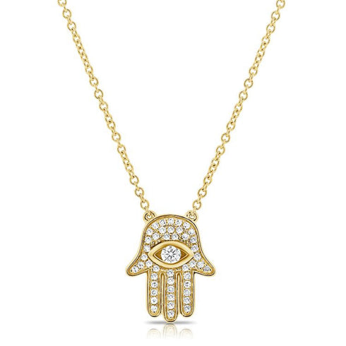 Diamond Hamsa Pendant Necklace - 1