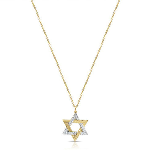 Diamond Star Of David Pendant Necklace - 1
